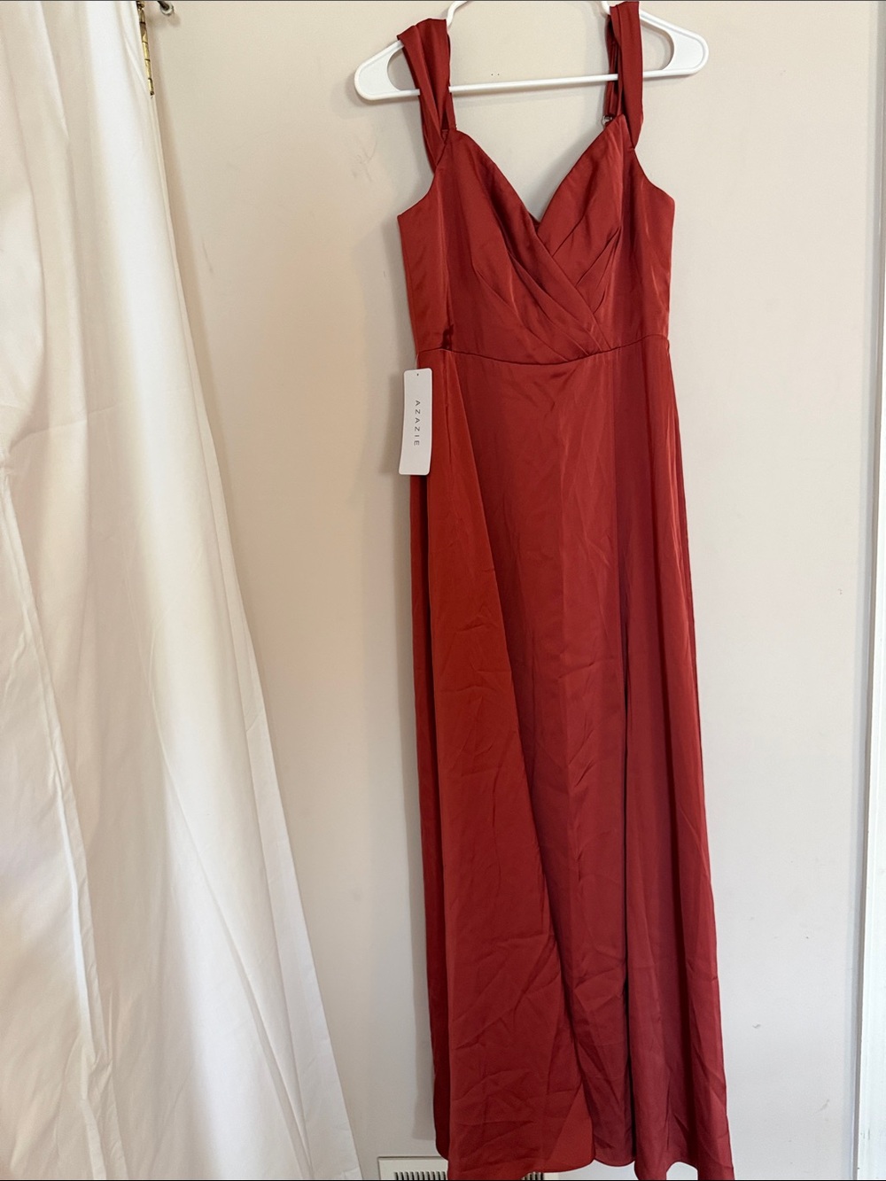 Rust Red V-Neck Sleeveless Maxi Dress